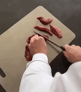 Titanium cutting board in use